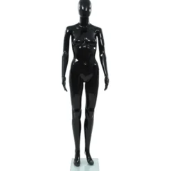 Aidon kokoinen naismallinukke lasijalustalla musta 175 cm