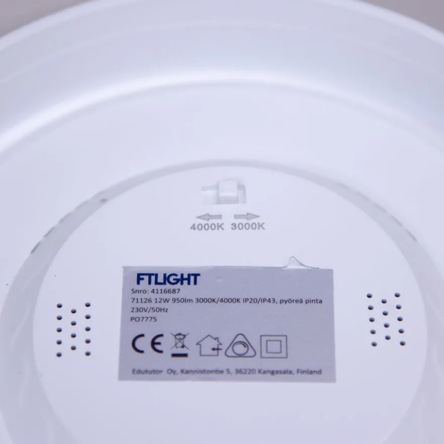 Alasvalo FTLIGHT Luce, 12W, IP43, 3000K/4000K, pyöreä
