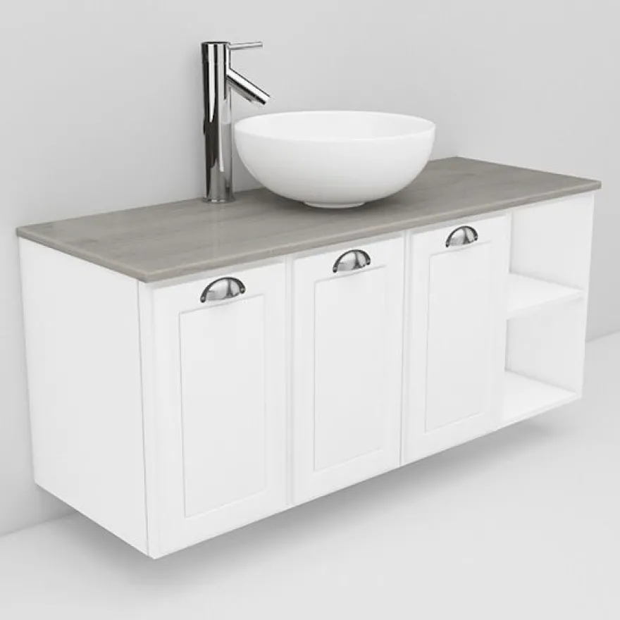 Allaskaappi ja Coast-allas Noro Flexline 133.3, 1200mm, marmoritaso, valkoinen kehysovi