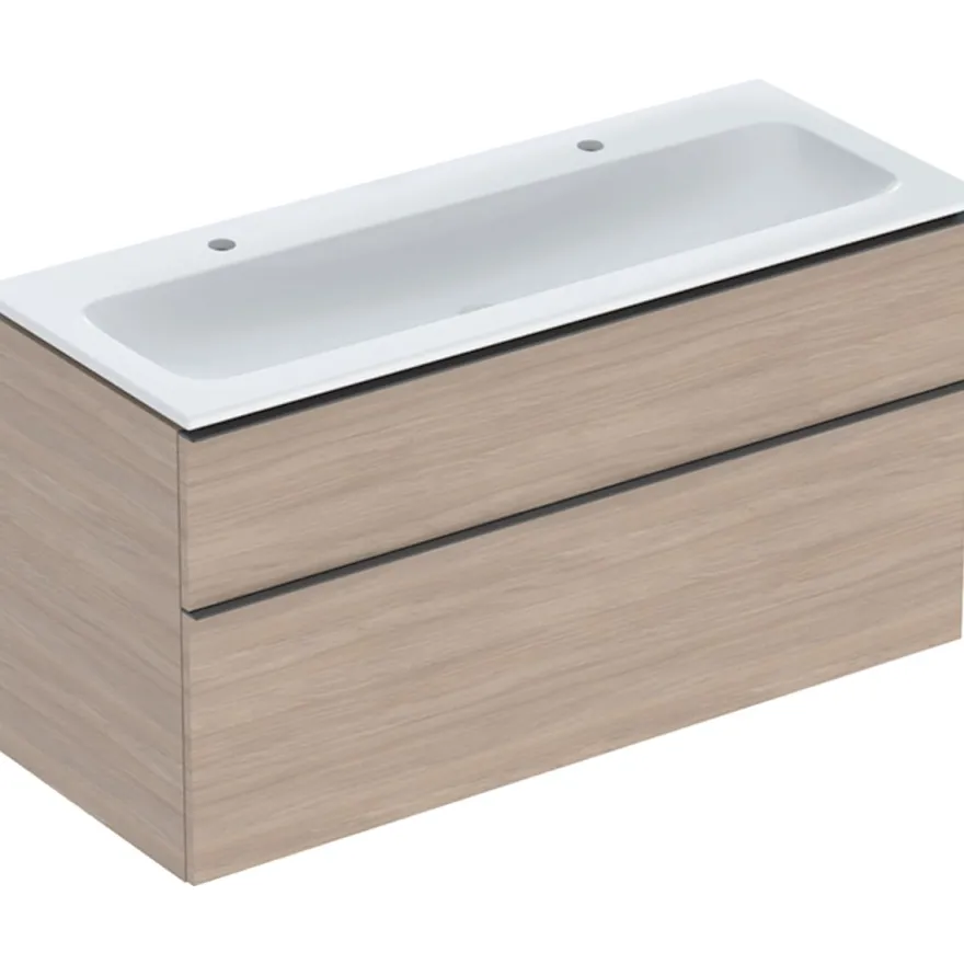 Allaskaappi kaksoisaltaalla Geberit iCon, 630x1200mm, allaskytkennällä, tammi