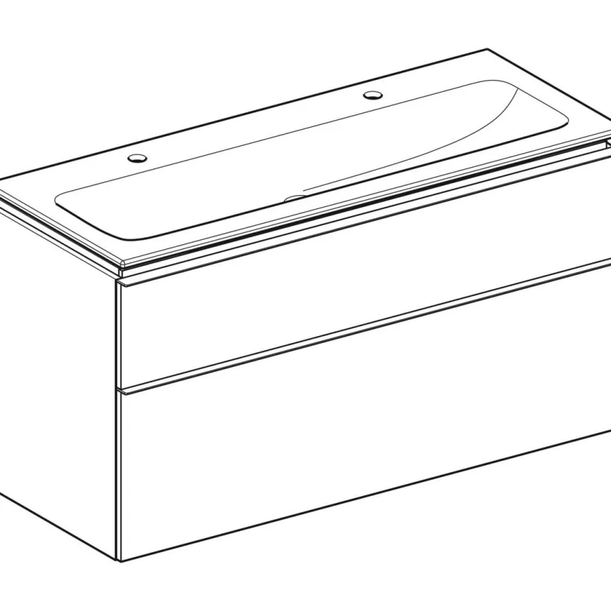 Allaskaappi kaksoisaltaalla Geberit iCon, 630x1200mm, allaskytkennällä, tammi