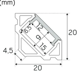Alumiiniprofiili LED-nauha Hide-a-lite Art Corner 2m valkoinen