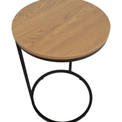 Apupöytä Home4You HEDVIG Ø40xK60 cm, saarni/musta, ruskea