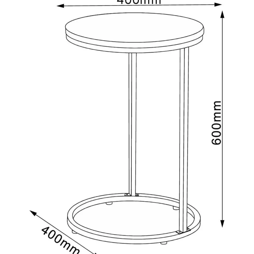 Apupöytä Home4You HEDVIG Ø40xK60 cm, saarni/musta, ruskea