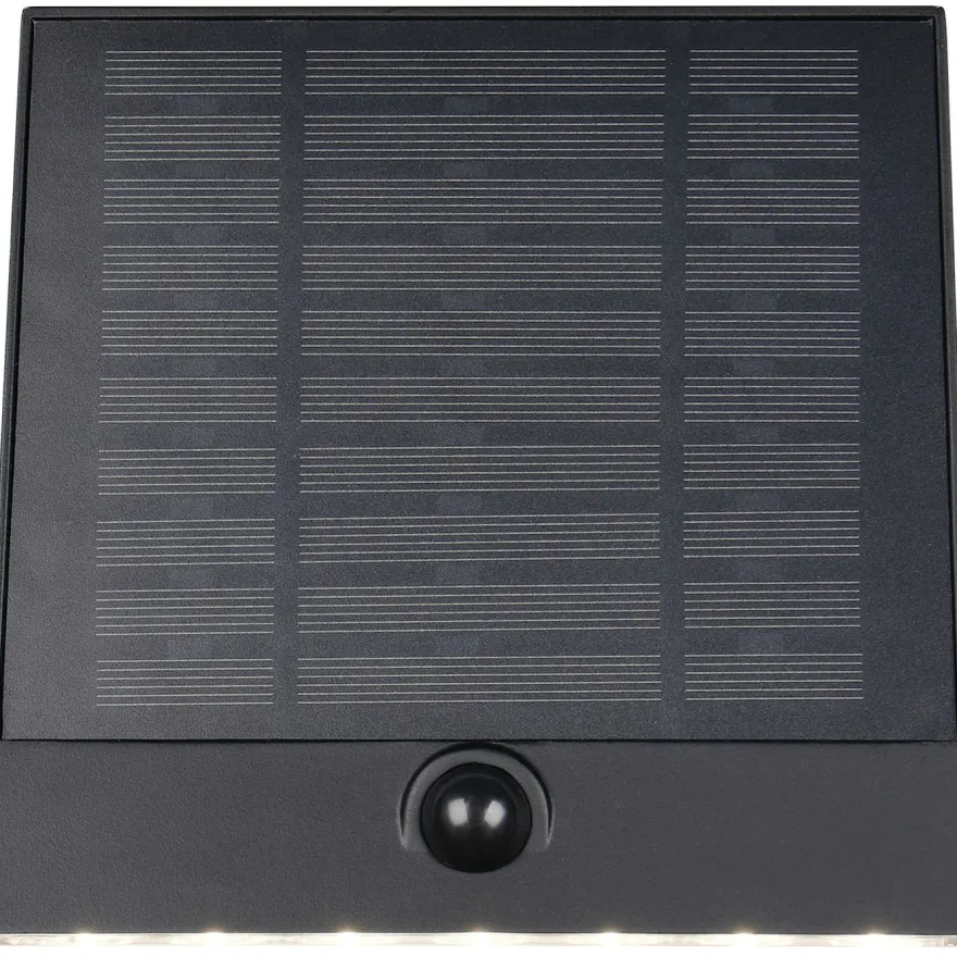 Aurinkokennoseinävalaisin Trio Alvorada Hybrid Solar LED ladattava liike- ja hämärätunnistin 4000K alas musta