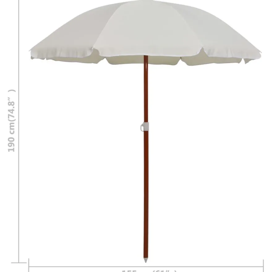 Aurinkovarjo terästanko 180 cm hiekka