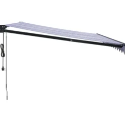 Automaattisesti sisäänkelattava markiisi sininen/valkoinen 4x3 m