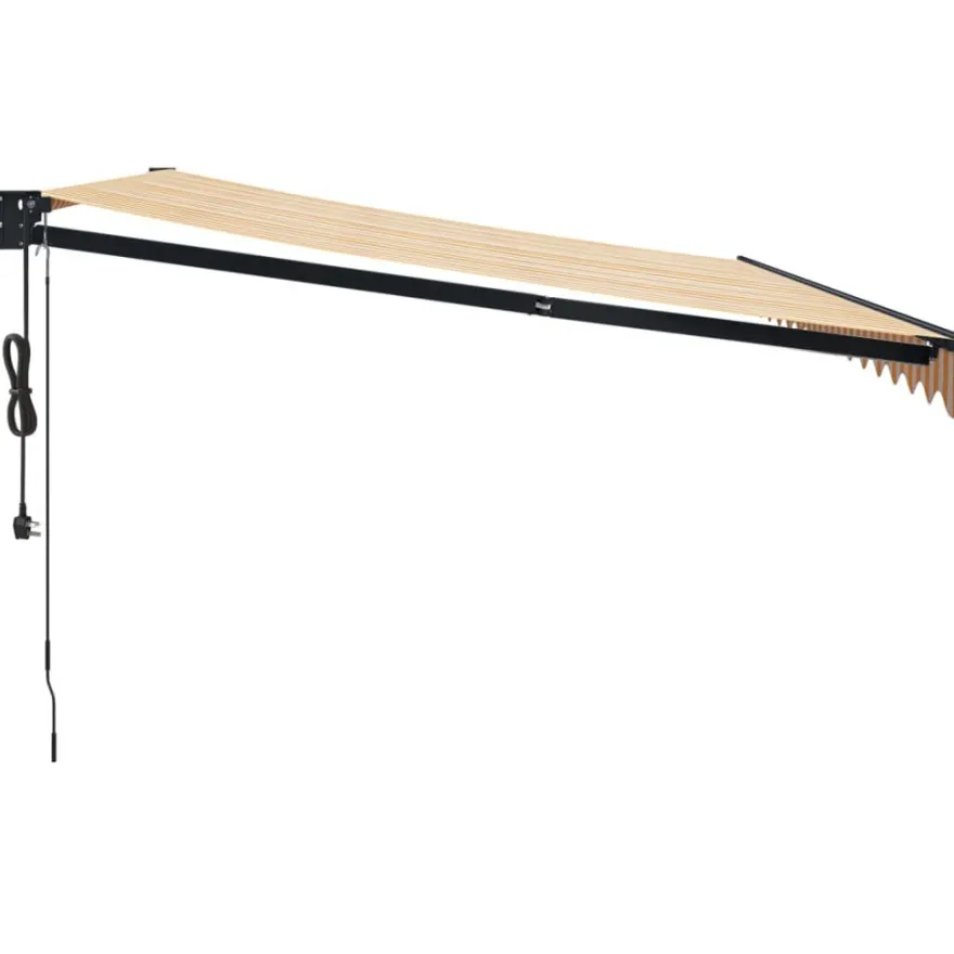 Automaattisesti sisäänkelattava markiisi keltainen/valkoinen 4,5x3 m