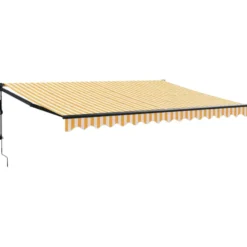 Automaattisesti sisäänkelattava markiisi keltainen/valkoinen 4,5x3 m