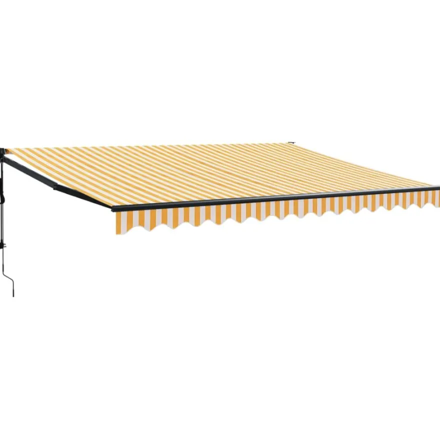 Automaattisesti sisäänkelattava markiisi keltainen/valkoinen 4,5x3 m