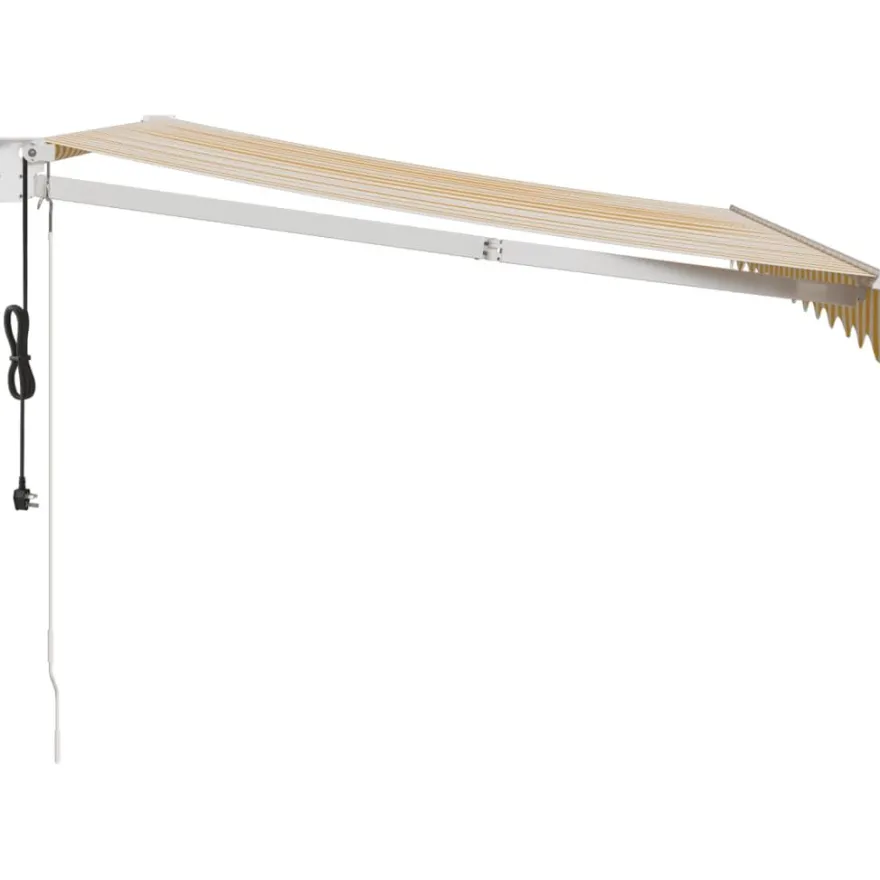 Automaattisesti sisäänkelattava markiisi keltainen/valkoinen 3x2,5 m