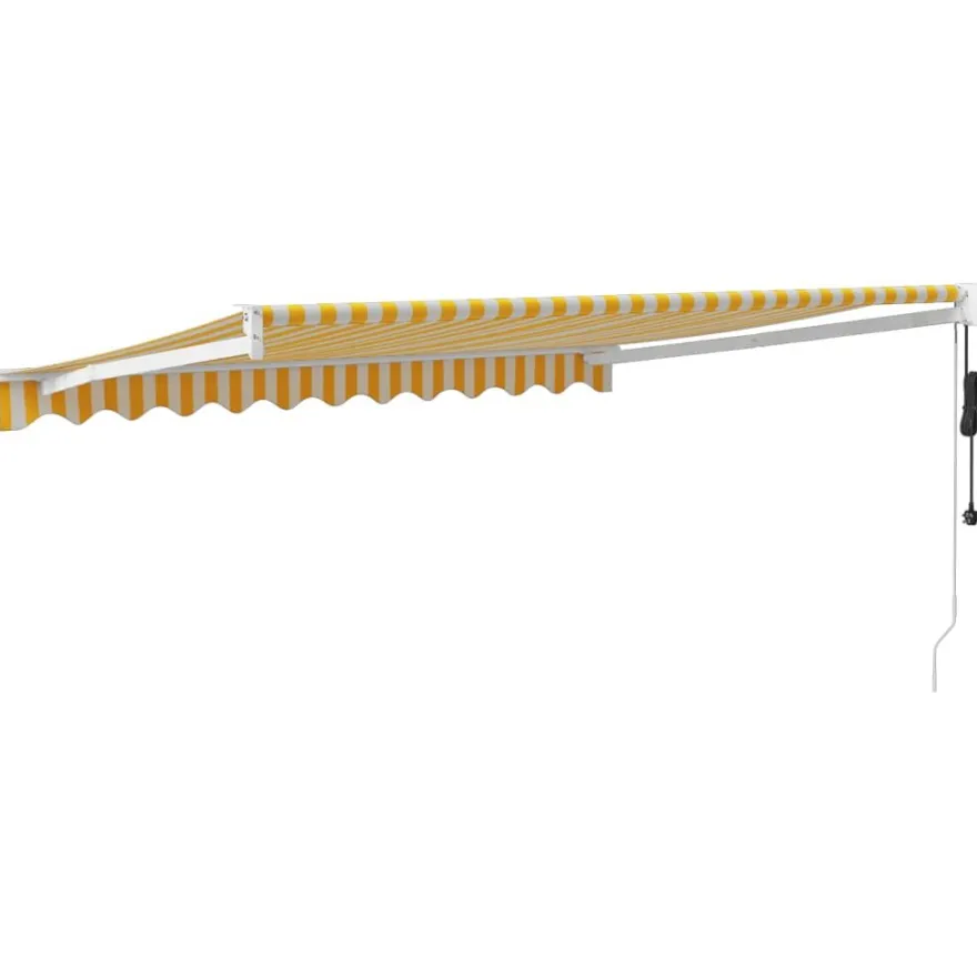 Automaattisesti sisäänkelattava markiisi keltainen/valkoinen 3x2,5 m