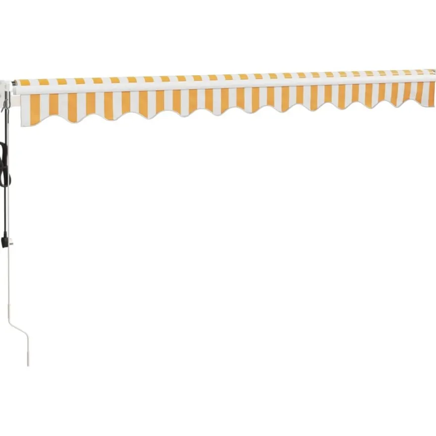 Automaattisesti sisäänkelattava markiisi keltainen/valkoinen 3x2,5 m