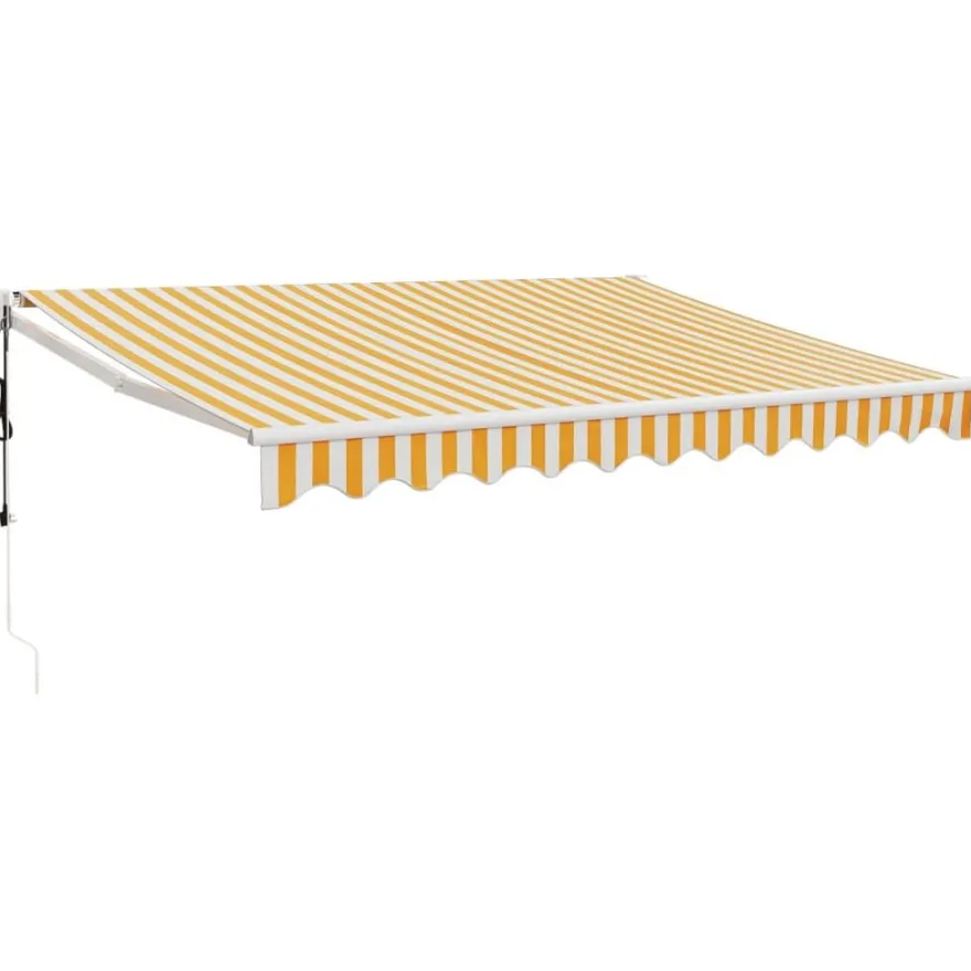 Automaattisesti sisäänkelattava markiisi keltainen/valkoinen 3x2,5 m