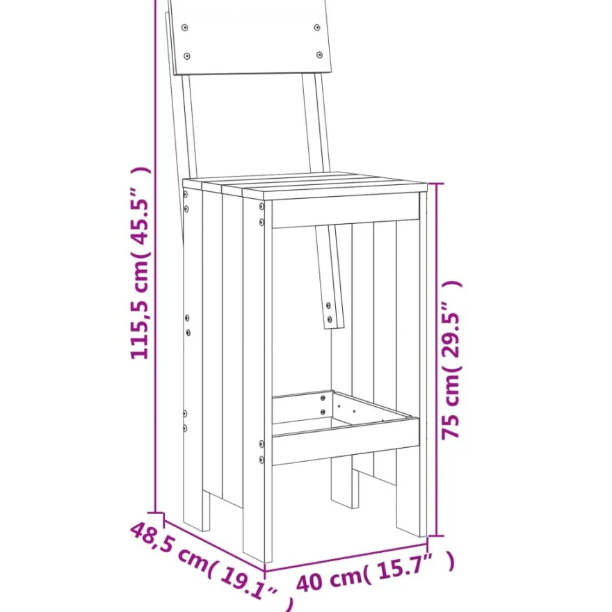 Baarijakkarat 2 kpl 40x48,5x115,5 cm, mänty