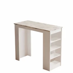 Baaripöytä Linento Furniture ST1 White, marmorikuosi, valkoinen/beige marmori