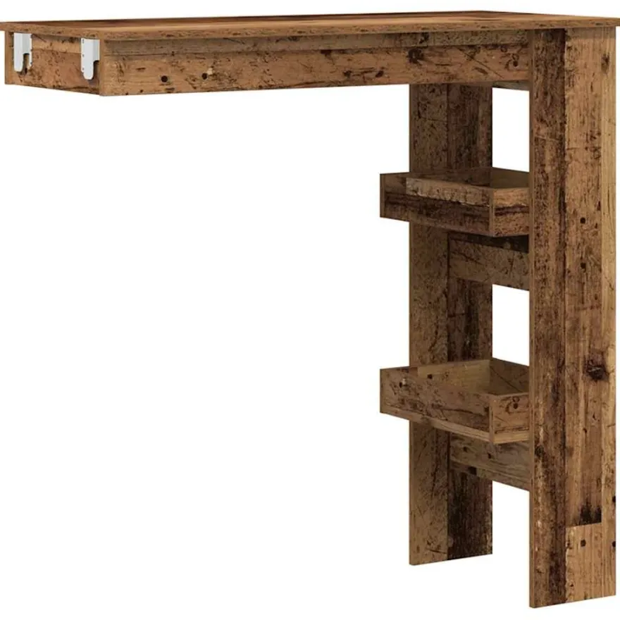 Baaripöytä Seinäkiinnitettävä vanha puu 102x45x103,5cm tekninen puu (56860)