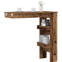 Baaripöytä Seinäkiinnitettävä vanha puu 102x45x103,5cm tekninen puu (56860)