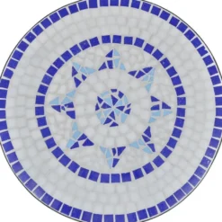 Bistropöytä 60 cm, sininen ja valkoinen mosaiikki
