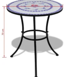 Bistropöytä 60 cm, sininen ja valkoinen mosaiikki