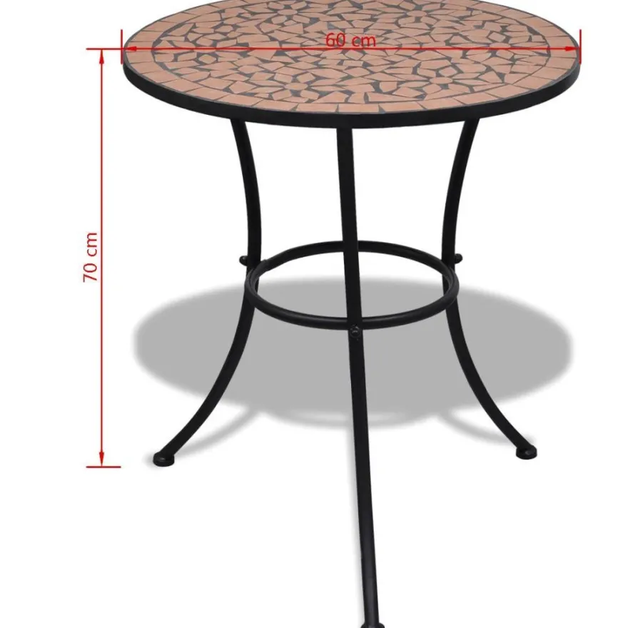 Bistropöytä 60 cm, terrakotta mosaiikki