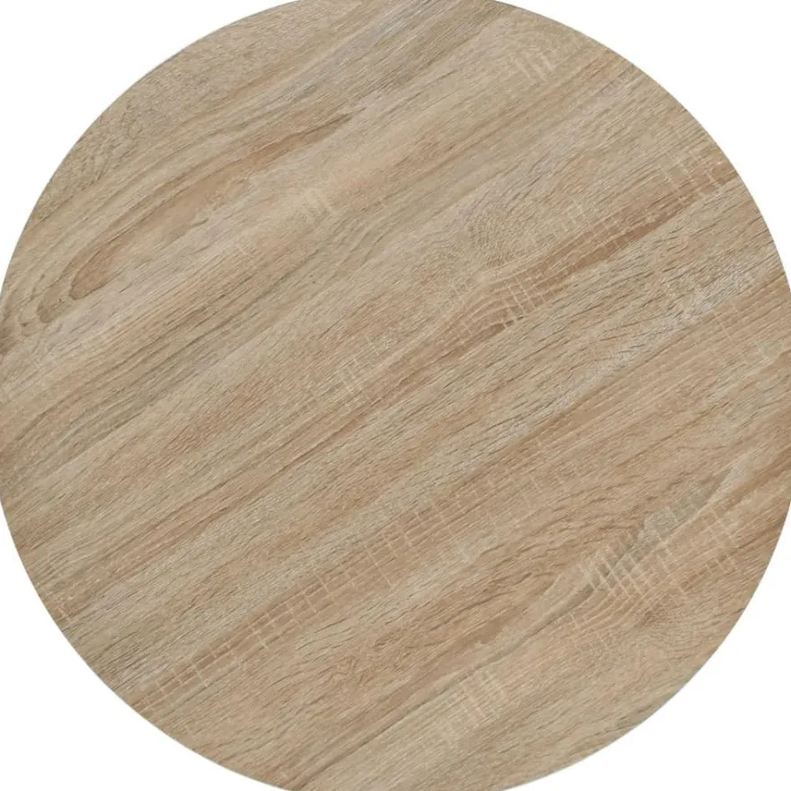 Bistropöytä mdf ja teräs pyöreä 60x75 cm tammenvärinen