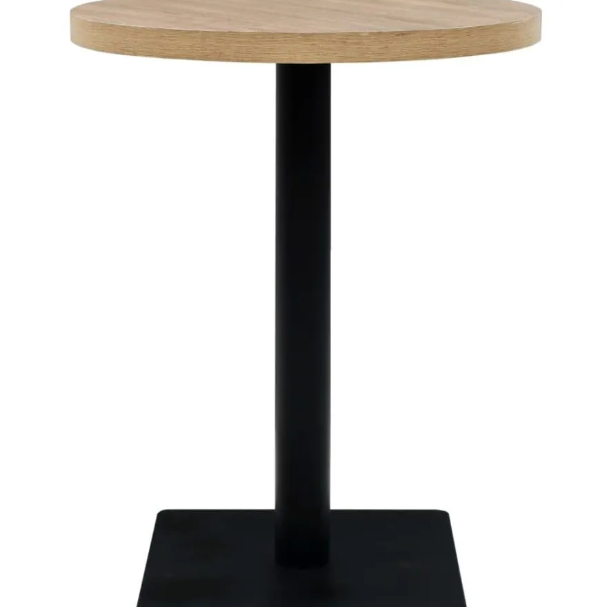 Bistropöytä mdf ja teräs pyöreä 60x75 cm tammenvärinen