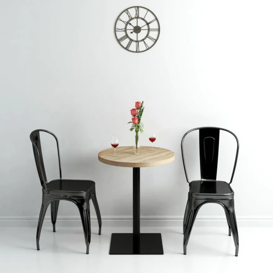 Bistropöytä mdf ja teräs pyöreä 60x75 cm tammenvärinen