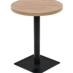 Bistropöytä mdf ja teräs pyöreä 60x75 cm tammenvärinen