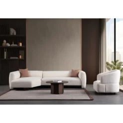 Divaanisohva Linento Furniture Rena Corner, 3-istuttava, vasen, valkoinen