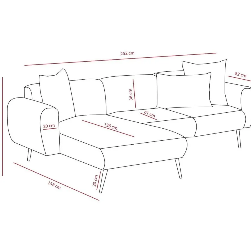 Divaanisohva Linento Furniture Side, 3-istuttava, oikea, kerma