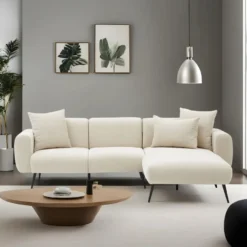 Divaanisohva Linento Furniture Side, 3-istuttava, oikea, kerma