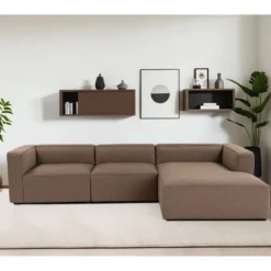 Divaanisohva Linento Furniture Mora XL, 3-istuttava, oikea, ruskea
