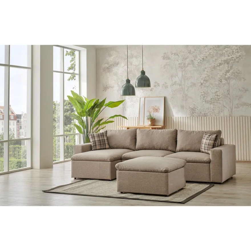 Divaanisohva Linento Furniture Flov, 3-istuttava, kerma