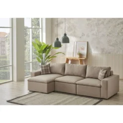 Divaanisohva Linento Furniture Flov, 3-istuttava, kerma