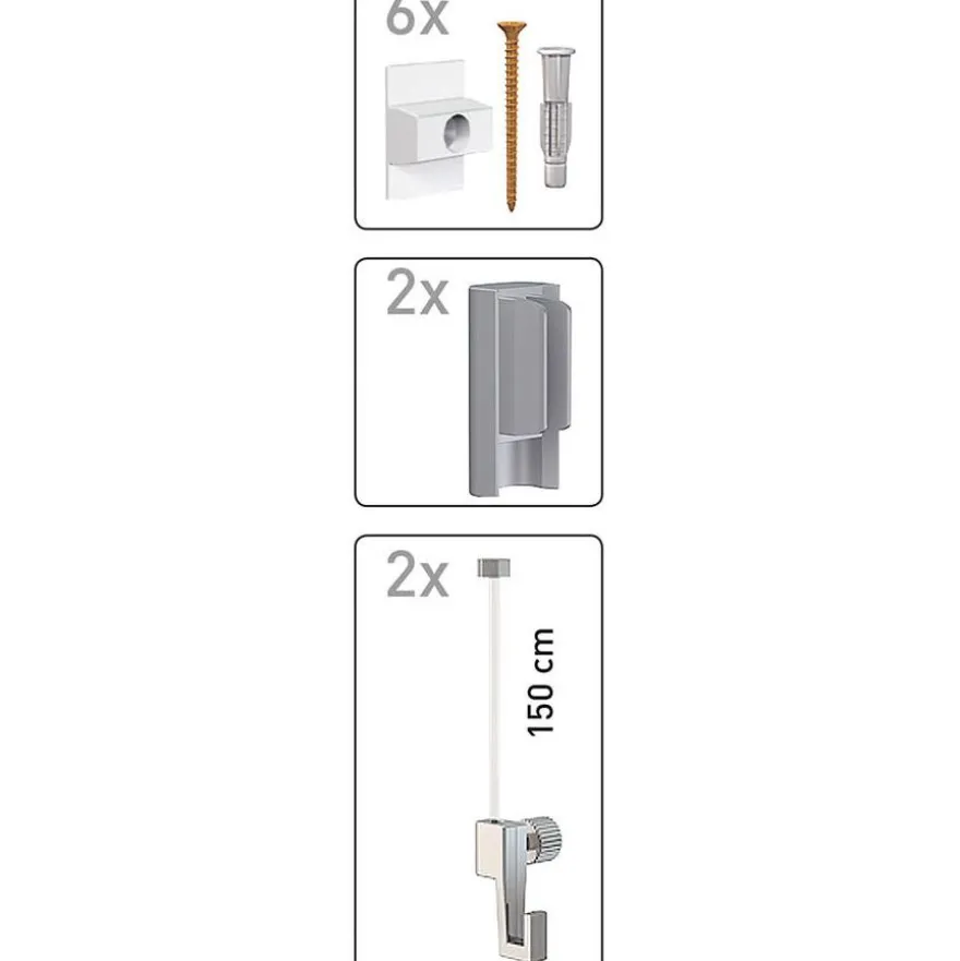 Easy-Seinälistaset Pisla Harjattu alumiini 200cm
