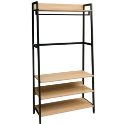 Eteisen hylly Home4You Lavinia 84x40x169cm, saarni/musta