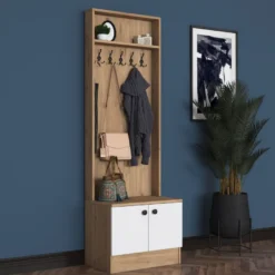 Eteisen säilytyskokonaisuus Linento Furniture M16-2254, ruskea/valkoinen
