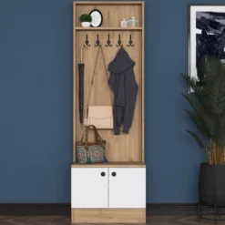 Eteisen säilytyskokonaisuus Linento Furniture M16-2254, ruskea/valkoinen
