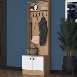 Eteisen säilytyskokonaisuus Linento Furniture M16-2254, ruskea/valkoinen