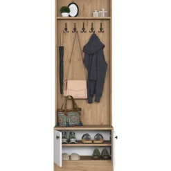 Eteisen säilytyskokonaisuus Linento Furniture M16-2254, ruskea/valkoinen