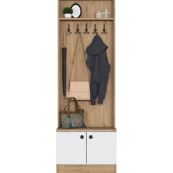 Eteisen säilytyskokonaisuus Linento Furniture M16-2254, ruskea/valkoinen