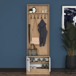 Eteisen säilytyskokonaisuus Linento Furniture M16-2254, ruskea/valkoinen