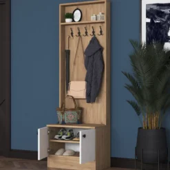 Eteisen säilytyskokonaisuus Linento Furniture M16-2254, ruskea/valkoinen