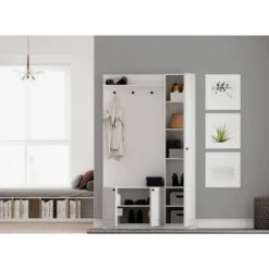 Eteisen säilytyskokonaisuus Linento Furniture Rb-044, mattavalkoinen