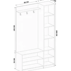 Eteisen säilytyskokonaisuus Linento Furniture Rb-044, mattavalkoinen