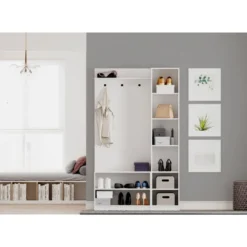 Eteisen säilytyskokonaisuus Linento Furniture Rb-044, mattavalkoinen