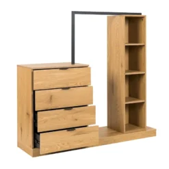 Eteiskaluste Home4You Nova 145x40x137cm, tammi/musta