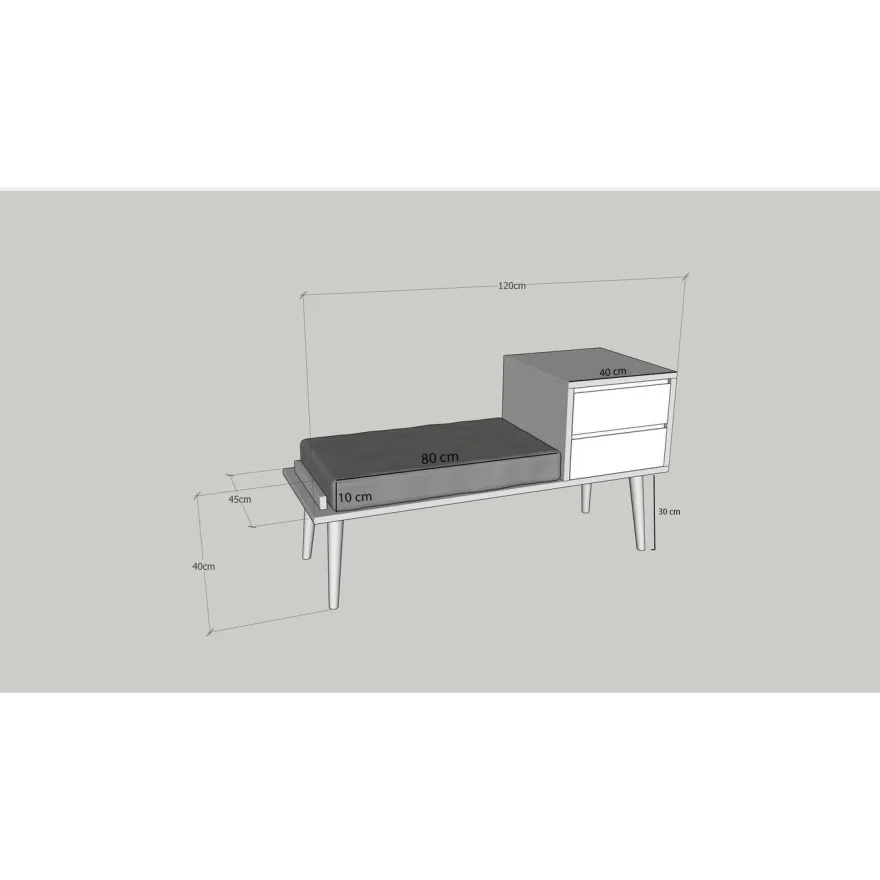 Eteispenkki Linento Furniture Rino, leveys 120cm, ruskea/antrasiitti