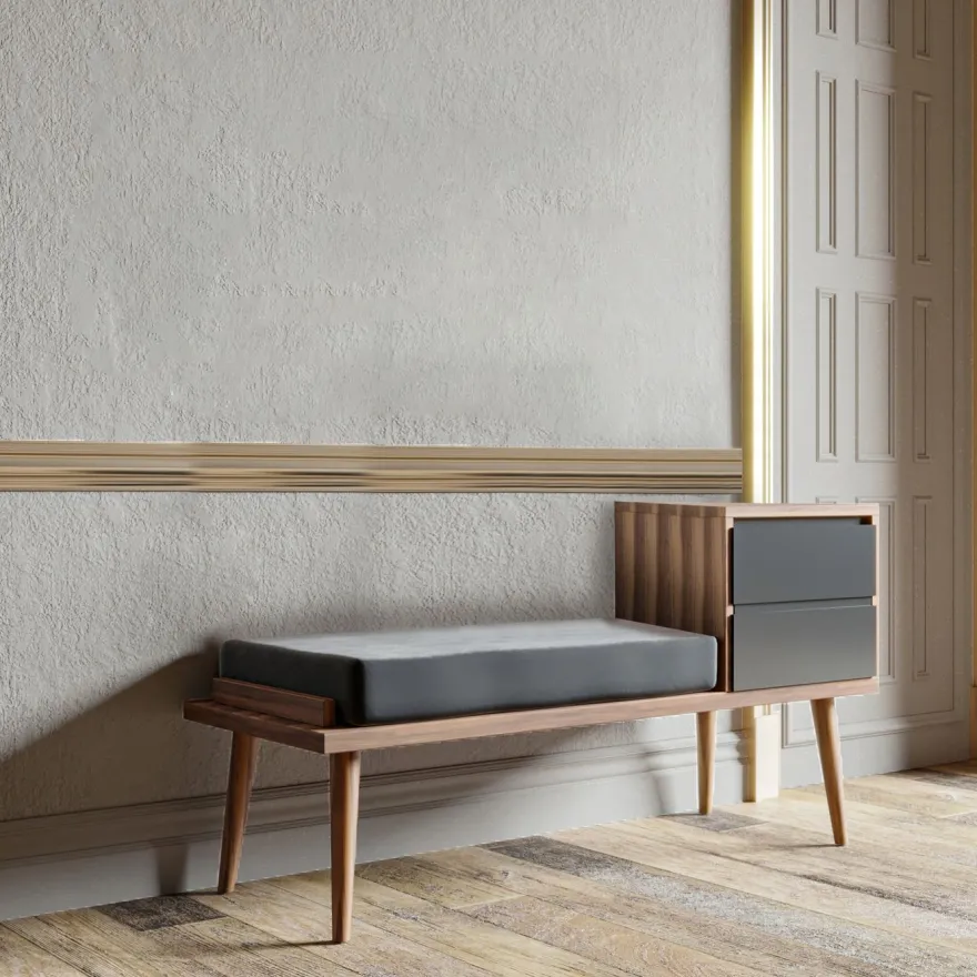 Eteispenkki Linento Furniture Rino, leveys 120cm, ruskea/antrasiitti